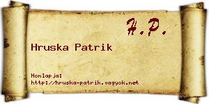 Hruska Patrik névjegykártya